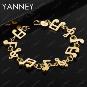 Bracelet en argent Sterling 925 pour femmes, 8 pouces, Note de musique Fine, breloque à la mode,