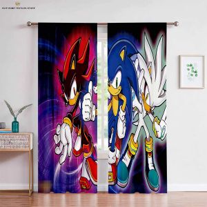 Rideaux imprimés de dessins animés bleus, pour salon, bureau, chambre d'enfant, rideaux décoratifs
