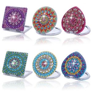 1 pi&egrave;ce/ensemble bricolage Mandala diamant Art miroir Compact en cuir Portable pliant miroir Kit