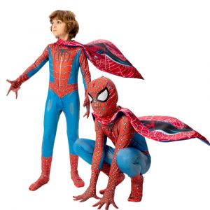 Costume Spiderman pour enfants de 3 à 10 ans, body de super-héros Cosplay avec Cape, Style 3D,