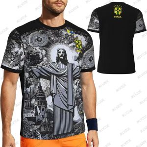 Brésil jésus édition spéciale maillot de Football T-shirt 2024 été nouveauté sport t-shirts hommes