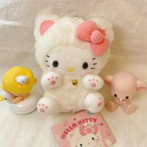 Porte-clés en peluche Hello Kitty, cartable Anime Kawali, poupée en peluche douce, pendentif,