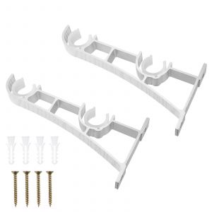 Support de tringle à rideau en alliage d'aluminium, 2 pièces, Double crochets de tringle à rideau