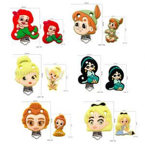 2 pi&egrave;ces un ensemble Silicone princesse f&eacute;e clochette peter pan marie chat perles et attache-sucette