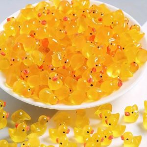 50/100 pièces Mini canard lumineux minuscule canard en résine petit canard Figurines en vrac pour