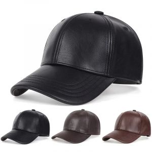 Casquettes de Baseball en cuir Pu printemps et automne chapeaux d&eacute;contract&eacute;s r&eacute;glables en plein air