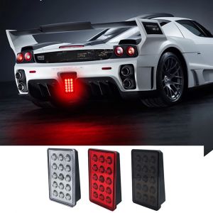 Feux de stop à LED pour voiture SUV Moto, 12V, 15LED, style F1, feux arrière, flash automatique,