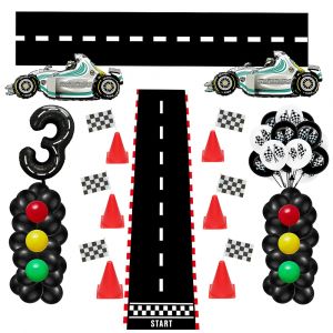 drapeau à carreaux ballon de fête de voiture de course bannière drapeau décor piste de course route