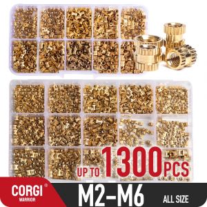 Kit d'assortiment d'écrous d'insertion en laiton jusqu'à 1300P M2 M2.5 M3 M4 M5 M6, filetage femelle