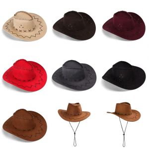 Chapeau de cowboy en daim unisexe, casquette de cow-boy, chapeau pour femmes et hommes, robe de