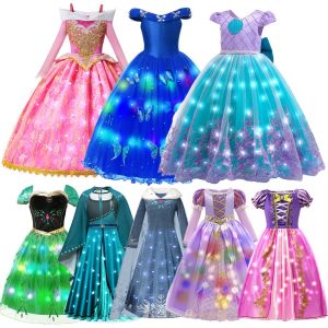 Robe Coslplay Disney Cendrillon pour Bol, Robe Princesse Asha, Aurora, Lumières LED, Halloween