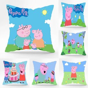 Peppa Pig dessin animé Page George famille mignon imprimé maison canapé jeter oreiller voiture