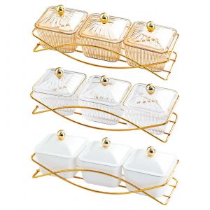 Assiette à dessert Sync avec couvercle, récipient de stockage, bols de service pour apéritif, strass