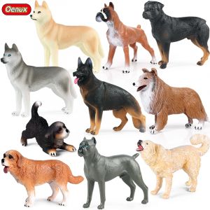Oenux nouveaux chiens de ferme Figurines pour animaux de compagnie Rottweiler Collie Huskie