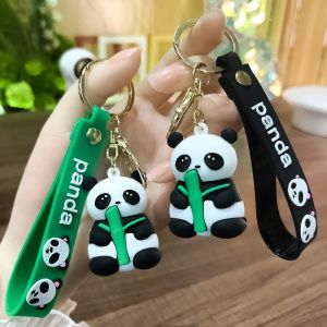 Nouveau dessin animé de mode portant un porte-clés de sac Panda en bambou Panda géant du Sichuan.