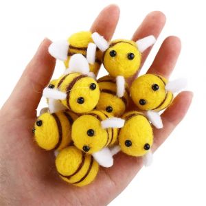 10 pièces Kawaii laine feutre abeille bricolage sac pendentif Miniature abeille décoration décor à