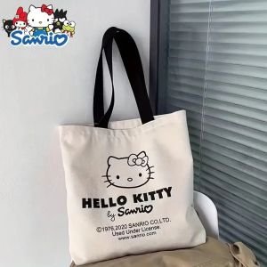 Sanurgente-Sac à main Hello Kitty pour filles, sac à bandoulière en toile, sac de rangement de