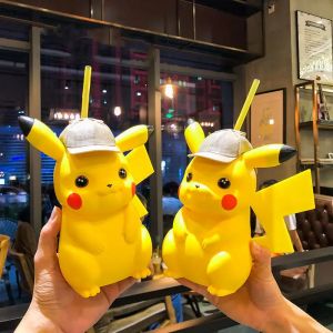 Tasse d'eau Pokemon Pikachu, jolie ceinture à vent, bouteille d'eau en paille, tasse de thé laiteux,