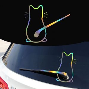 Autocollant de chat drôle pour décoration de fenêtre arrière de voiture, autocollant de chat,
