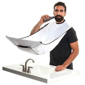 Tablier &agrave; bavette pour hommes, receveur de barbe, coupe de rasage, Cape &agrave; barbe antiadh&eacute;sive, tissu
