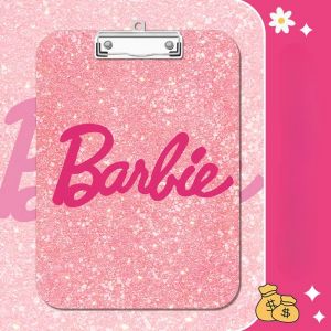 Barbie-Bloc-notes en acrylique de style princesse, dossier de bureau, clip de fichier papier A4, art
