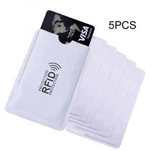 Étui pour carte bancaire RFID, 5 pièces, en aluminium blanc, protection Anti-piratage, en métal,