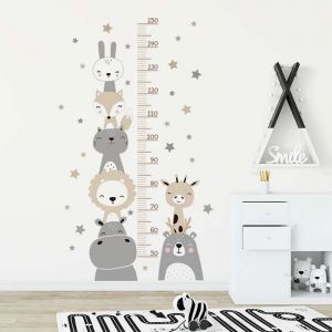 Dessin animé sourire animaux ours Lion cerf hippopotame étoiles hauteur règle stickers muraux pour