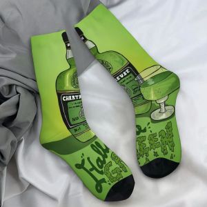 Bouteille de Chartreuse verte peinture à l'huile chaussettes de boisson automne liquide français bas