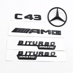 3D ABS noir brillant Logo C43 lettres d'emballage BITURBO 4MATIC Badge AMG autocollant pour Mercedes