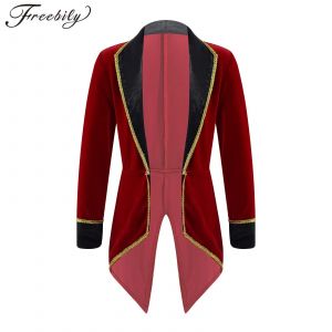 Manteau de queue rouge pour garçons et filles, veste de maître de cirque, costume de smoking en