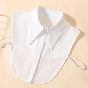 Demi-chemise en mousseline de soie cryptée pour femmes, à la mode et élégante, faux col, accessoire