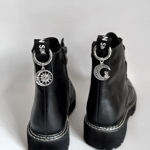 Boucle de chaussures Vintage en métal, 1 pièce, gothique, lune creuse, soleil, bottes Martin,