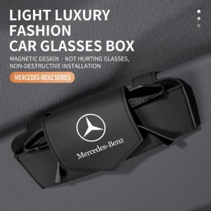Boîte de rangement de lunettes en cuir, pare-soleil de voiture pour mercedes-benz, pour Mercedes