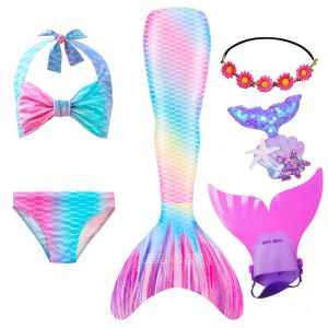 Maillot de bain queue de sirène pour filles, Costume la petite sirène, Cosplay, vêtements de plage,