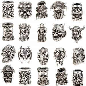 1 pièces crâne casque Viking Rune grand trou perles cheveux tresse Dreadlock barbe perle pendentif