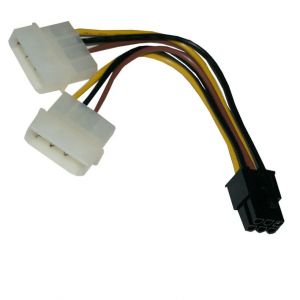 Câble adaptateur d'alimentation pour carte vidéo PCI Express PCIE, 2x4 broches Molex à 6 broches, 1