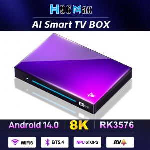 H96 MAX M9 AI Android 14 TV BOX NPU 6TOPS Rockchip RK3576 8 c&oelig;urs 2.4G 5G Wifi6 BT5.4 1000M LAN 8K