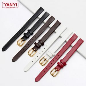Bracelet de montre en cuir véritable pour femmes, mini bande de 6mm 8mm 10mm 12mm, couleur rouge