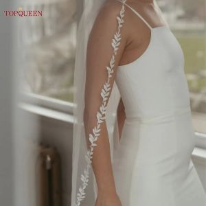 TOPQUEEN V129 voile de mariage bord en dentelle voiles de mari&eacute;e 3M blanc ivoire voile de mariage