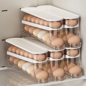 Distributeur d'œufs roulant Double couche, boîte de rangement d'œufs au réfrigérateur, porte-œufs à