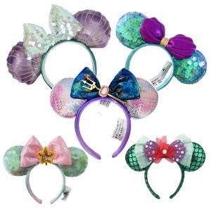 Disney Mickey Mouse sir&egrave;ne Ariel bandeau Disneyland Minnie oreilles paillettes violet chapeaux
