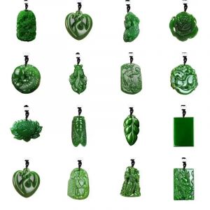 Pendentif en Jade naturel vert, collier en jaspe, bijoux r&eacute;els, pierres pr&eacute;cieuses sculpt&eacute;es,