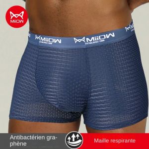 MiiOW Sexy hommes Boxer Shorts sous-vêtements maille respirant glace soie mâle culottes Lingerie