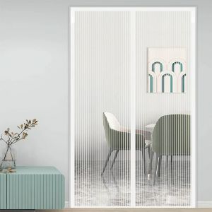 Moustiquaire magn&eacute;tique blanche, rideaux de taille personnalisable, rideau de porte anti-moustiques,