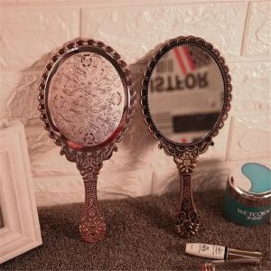 Miroir de courtoisie portable pour femmes, miroir de maquillage rétro sculpté, miroirs cosmétiques