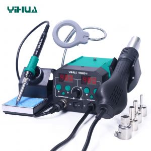 YIHUA-Station de expédide odorà air chaud avec lampe LED, fer à souder, soudure, 938BD-II, 740W