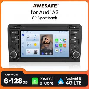 AWESAFE – Autoradio CarPlay sans fil, pour Audi A3 8P 2003 2004 2005 2006 2007 2008 2009 2010 2011,