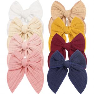 Pinces &agrave; cheveux avec n&oelig;ud en coton, 4 pi&egrave;ces, pour b&eacute;b&eacute;s filles et femmes, grands n&oelig;uds de t&ecirc;te de