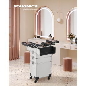 SONGMICS Valise de Maquillage Professionnel 4-en-1, Mallette Cosm&eacute;tique, XXL, 35 x 25 x 79 cm,