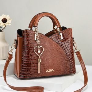Sac à main en relief Crocodile, sac à bandoulière décontracté en cuir Pu avec fermeture éclair pour